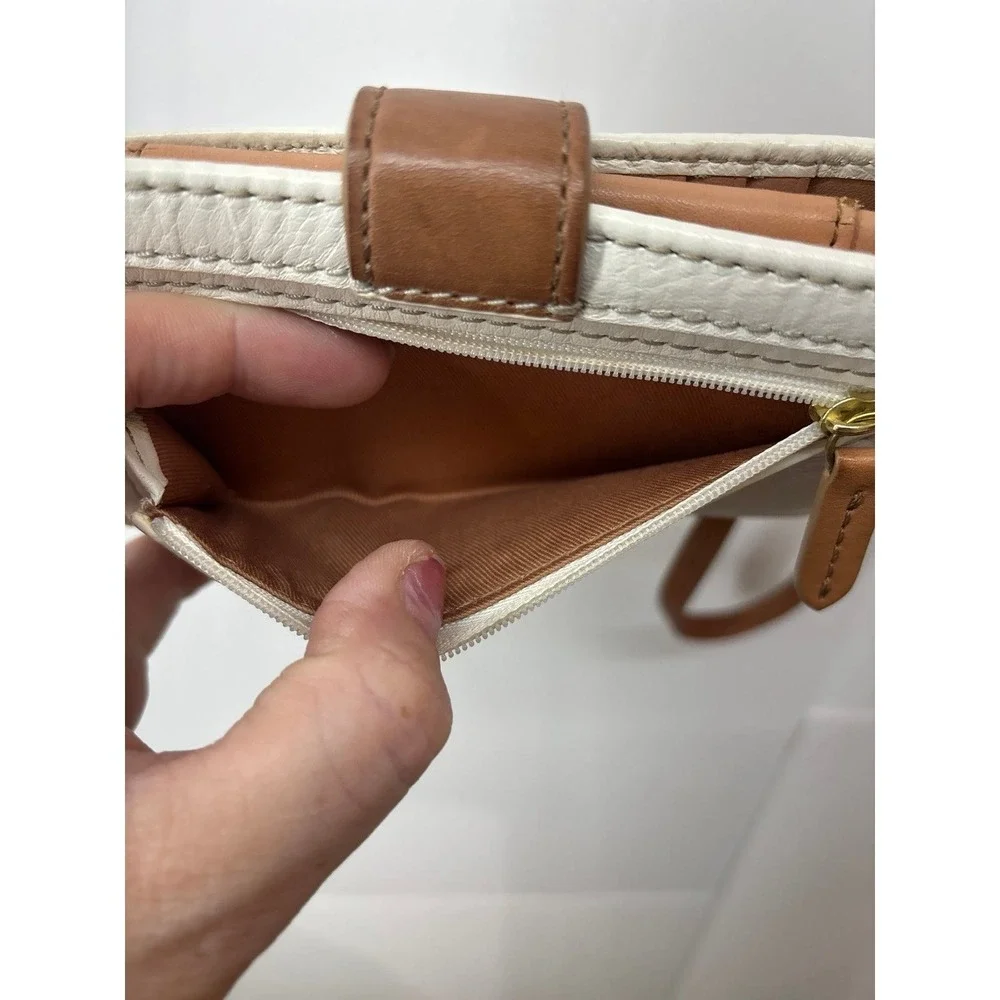 Fossil Cream & Brown Wristlet Wallet (AS IS)